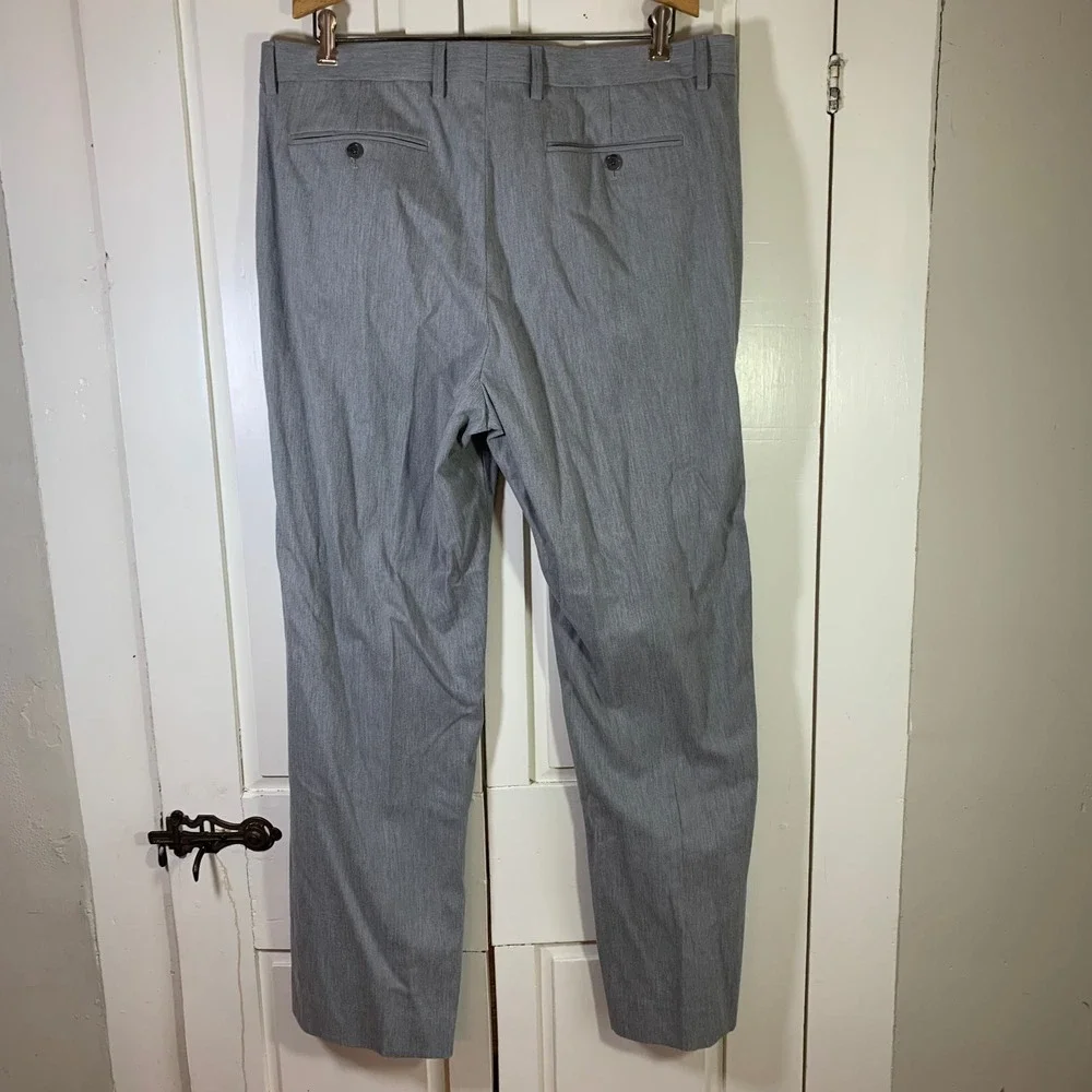 Banana Republic Mens Tailored Slim‎ Fit Grey Heather Trousers 36x32 (36x30.5)